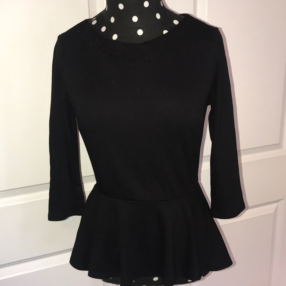 Velvet Embellished Peplum Top